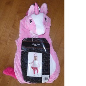 Baby Pink Unicorn Hooded Bubble Vest Halloween Costume Size 6-12 18 24 mo NWT